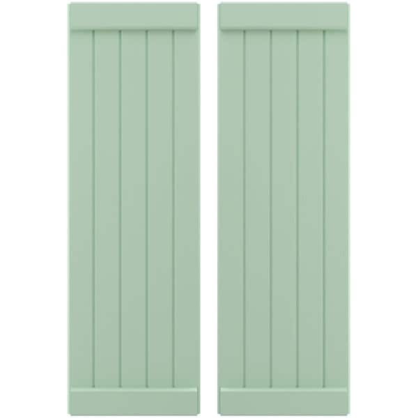 Ekena Millwork Americraft 5-Board Exterior Wood Joined Board-n-Batten Shutters w/ End Batten, ARW103BB518X74SGH, PR ARW103BB518X74SGH - main